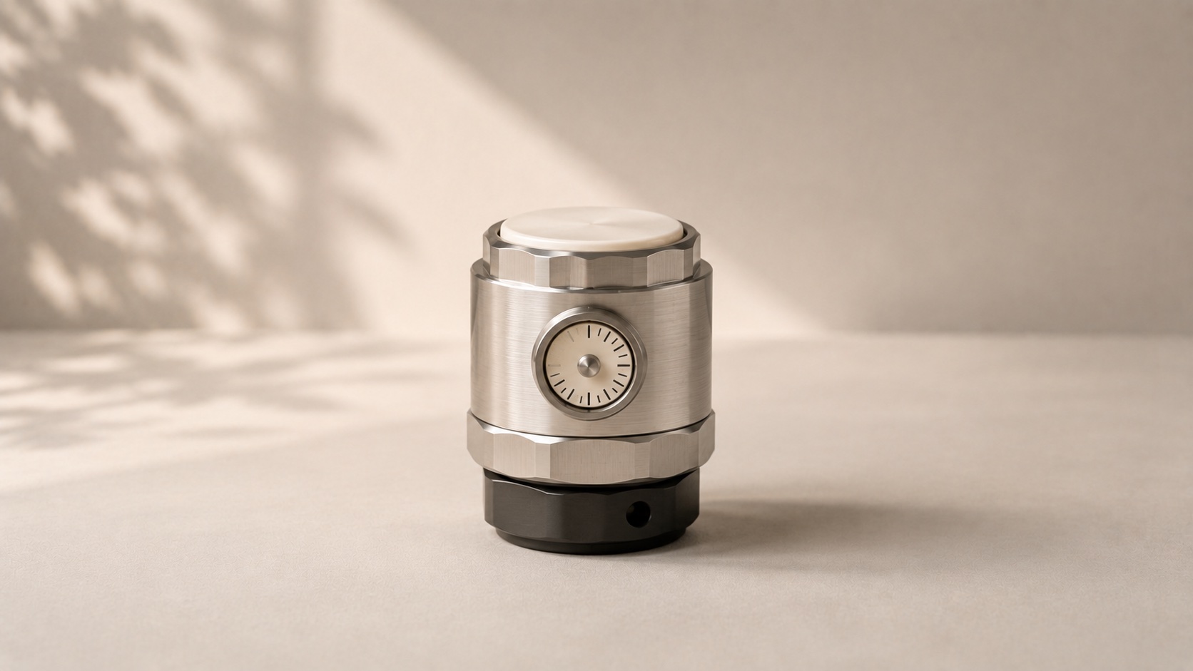 A compact industrial condition-monitoring sensor with a mechanical dial.