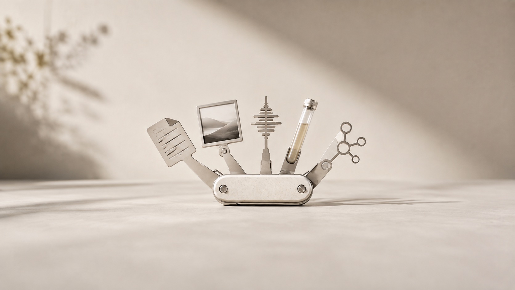 A scientific multi-tool combining visual, audio, and laboratory instruments.