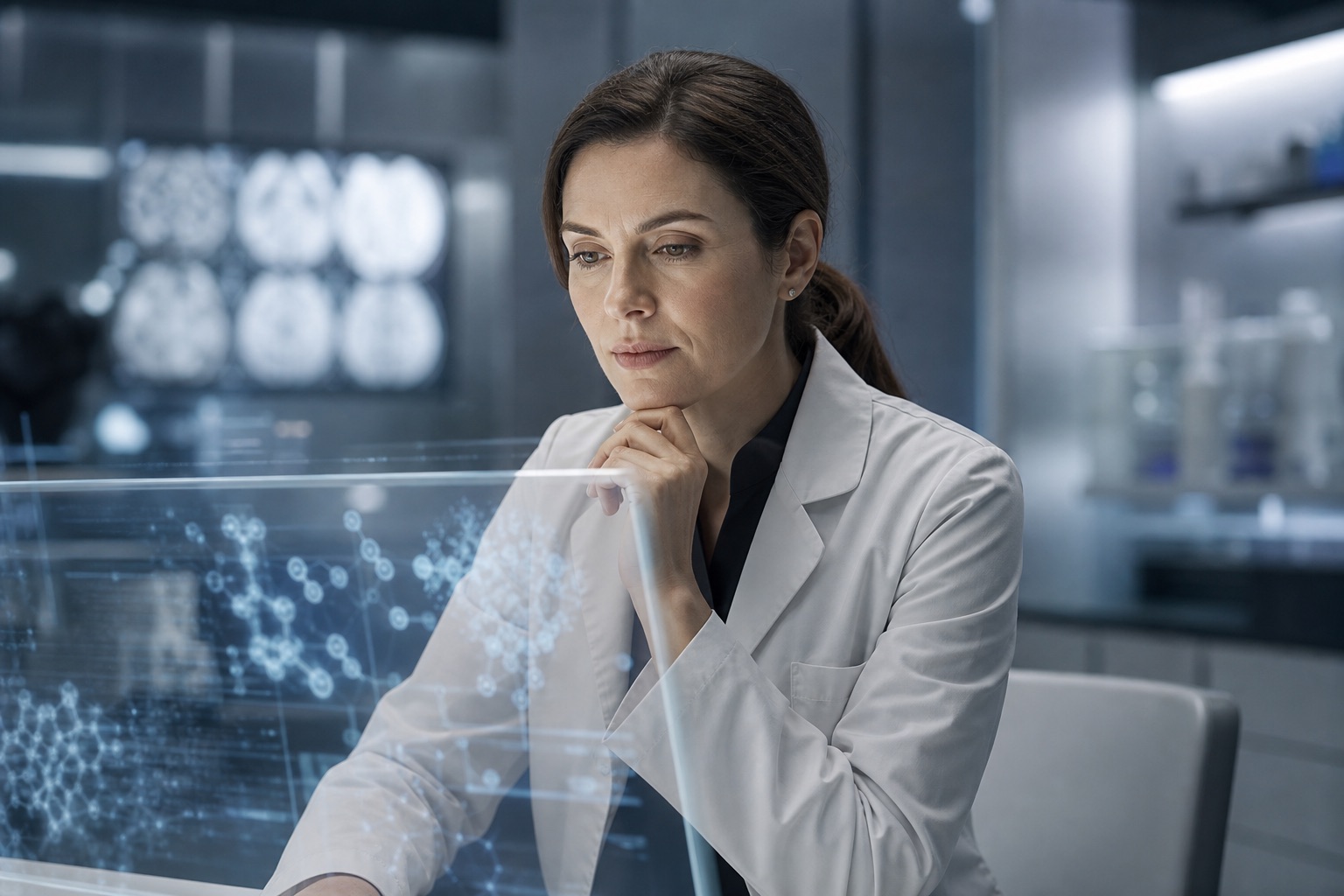 Medical information specialist using an AI-assisted evidence workspace